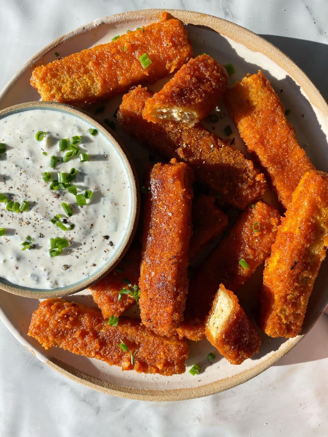 Hot Honey Buffalo Tofu with Herby Ranch Sara Tane